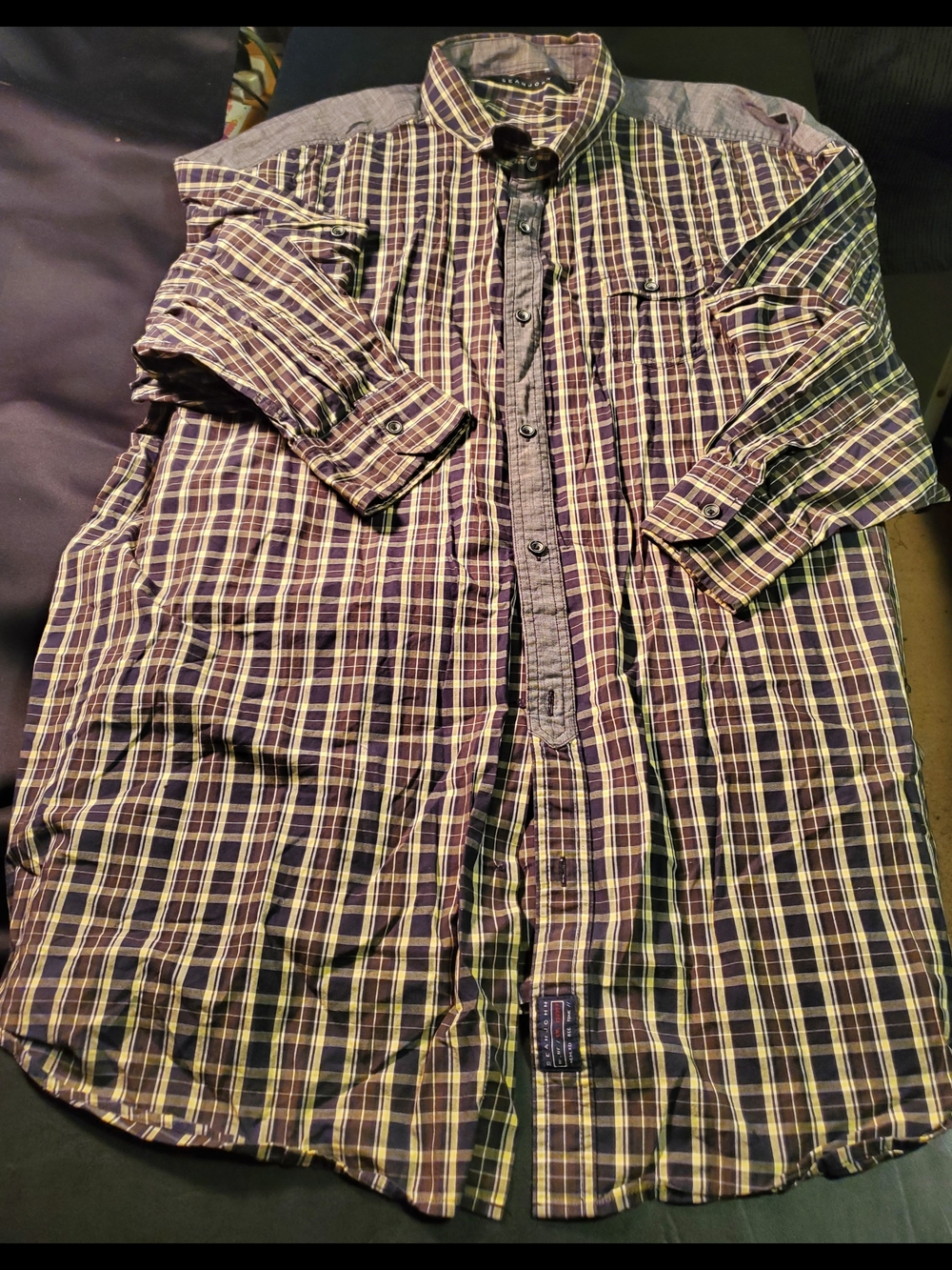Sean John Yellow/blue Size 4xB plaid button up Shirt